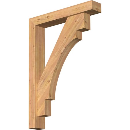 Ekena Millwork Merced Block Smooth Bracket w/ Offset Brace, Western Red Cedar, 5 1/2"W x 32"D x 44"H BKT0604X32X44MRC05SWR